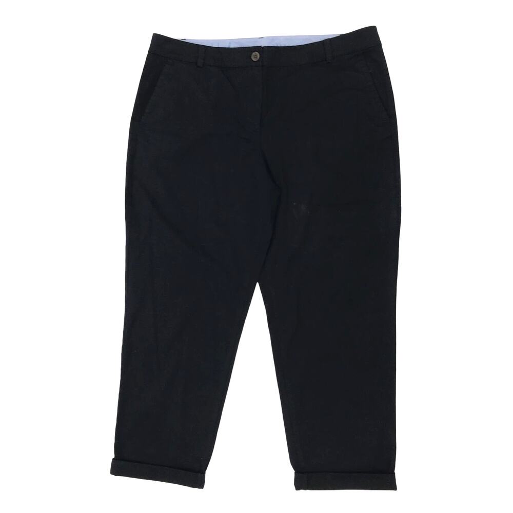 Talbots The Weekend Chino Pants Womens 16 Navy Blue Cuffed Hem Super Soft